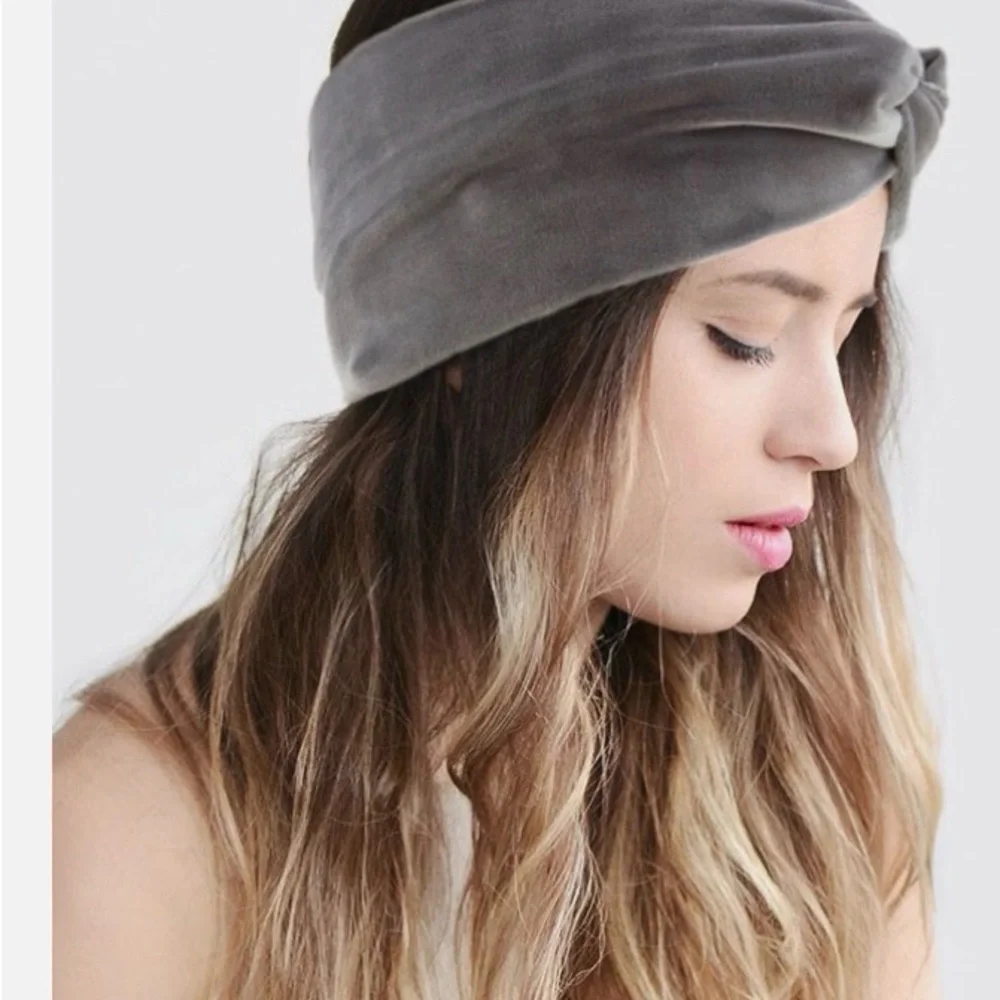 Plush Velvet Pink Wide Turban Twist Wrap Headband - Picture 4 of 4